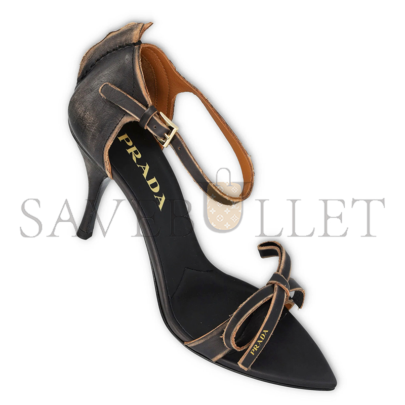Pra*a leather bow sandals with pointed toe 1x196o